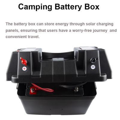 PP Car Marine Boat Solar Charging Storage Outdoor Camping Battery Box with LED Light